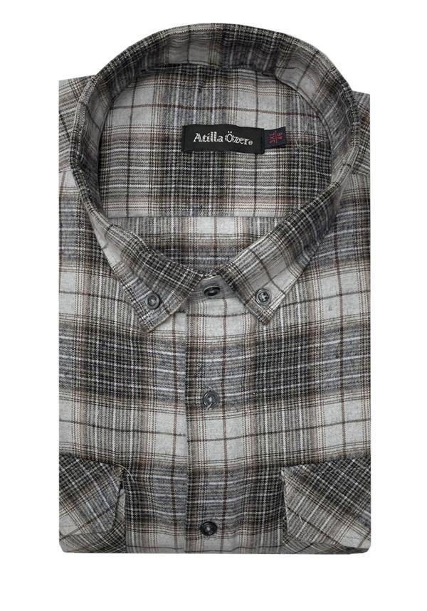 Atilla Özer Büyük Beden Çift Cep Klasik Kışlık Kaşmir Gömlek - 7462 - Image 1