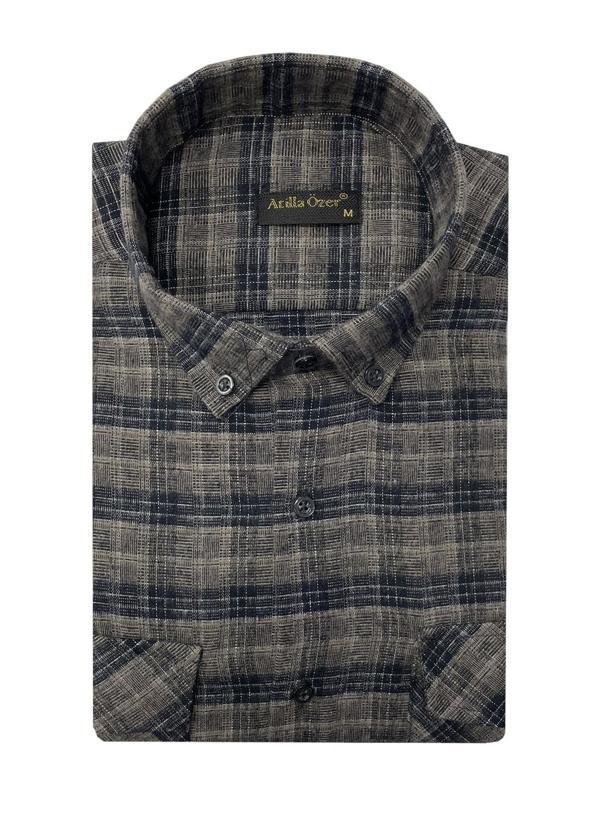 Atilla Özer Büyük Beden Çift Cep Klasik Kışlık Kaşmir Gömlek - 7462 - Image 1