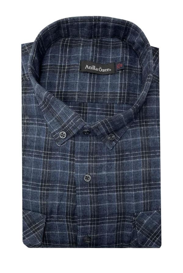 Atilla Özer Büyük Beden Çift Cep Klasik Kışlık Kaşmir Gömlek - 7462 - Image 1