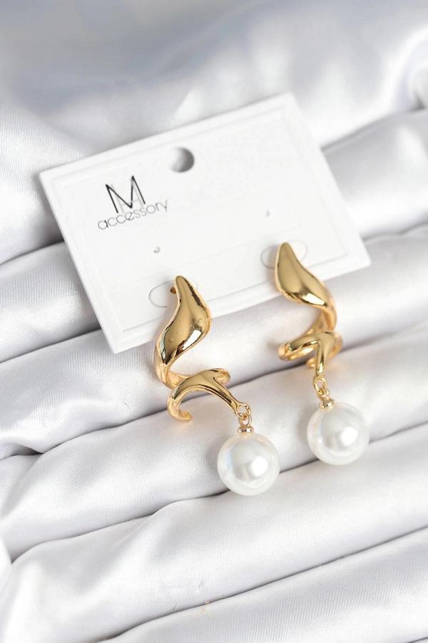 BFS inci Detaylı Sarmal Model Gold Renk Pirinç Kadın Küpe - Image 1