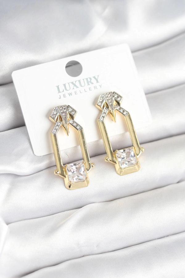 BFS Pirinç Gold Renk Vintage Kadın Küpe - Image 1