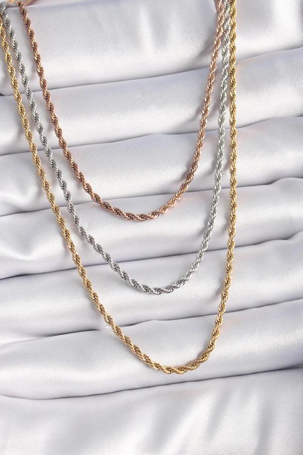 BFS 316L Çelik Mix Renk Burgu Zincir Model Kadın Kolye - Image 1