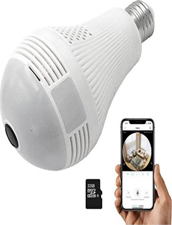 Ultratekno Gerçek 1080P Fhd Ampul Kamera Balık Gözü Lens 360° Panoramik Ev Güvenlik Kamerası + 32Gb Hafıza Kart - Image 1