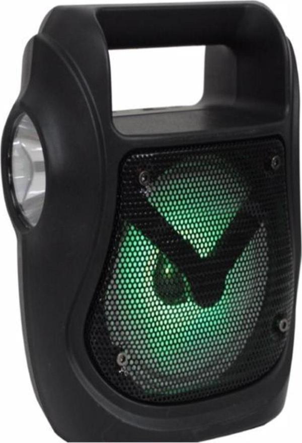 Ultratekno Işıklı 4" Taşınabilir 5W Bluetooth Hoparlör El Fenerli Fm Radyo Usb/Tf/Aux Destekli Extra Bass - Image 1