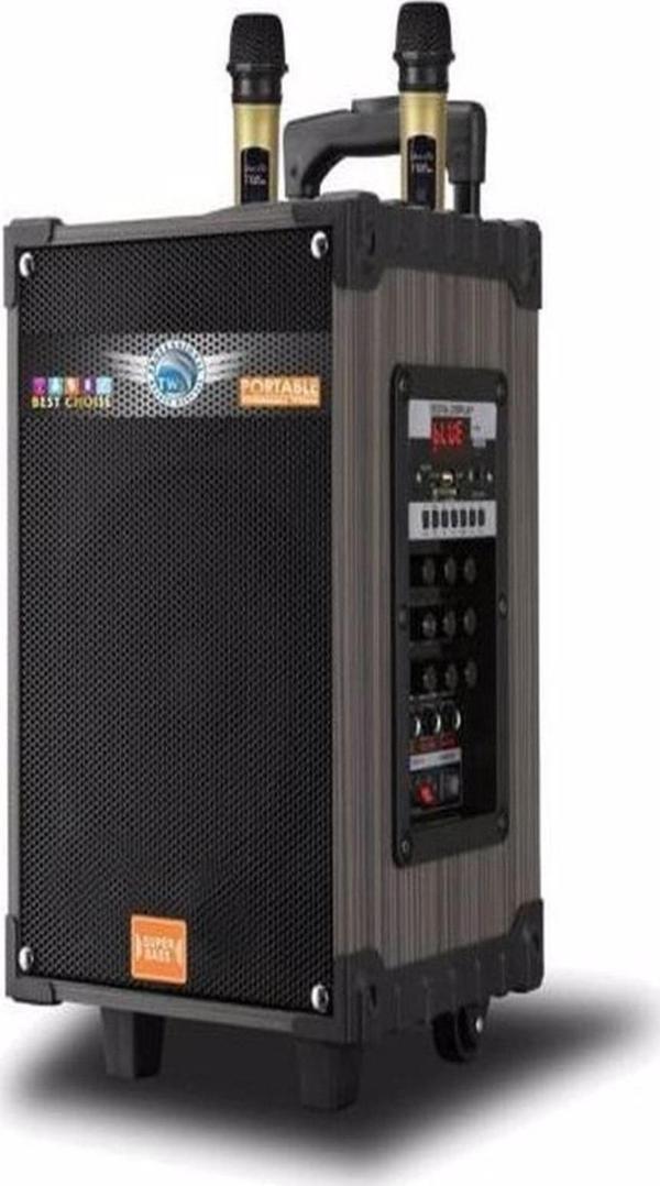 ULTRATEKNO Şarjlı Kumandalı Çift Mikrofonlu Hoparlör Karaoke Sistemi 80 Watt Taşınabilir Amfi Hoparlör - Image 1