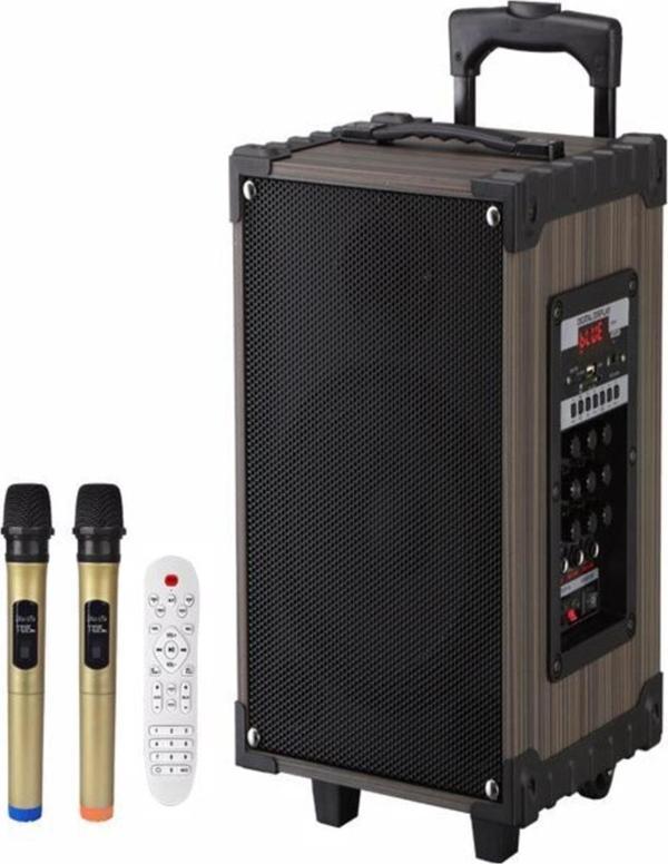 ULTRATEKNO Süper Bass Şarjlı Kumandalı Çift Mikrofonlu Hoparlör Karaoke Sistemi 100 Watt Taşınabilir Parti Box - Image 1