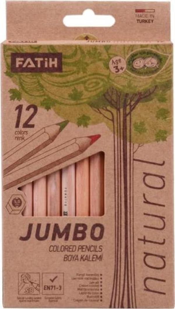 Fatih Natural Ahşap Jumbo Kuru Boya Seti 12'li - Image 1