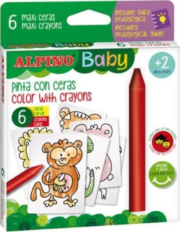 Alpino Baby 6’lı Boyama Kartlı Mum Boya Seti - Image 1