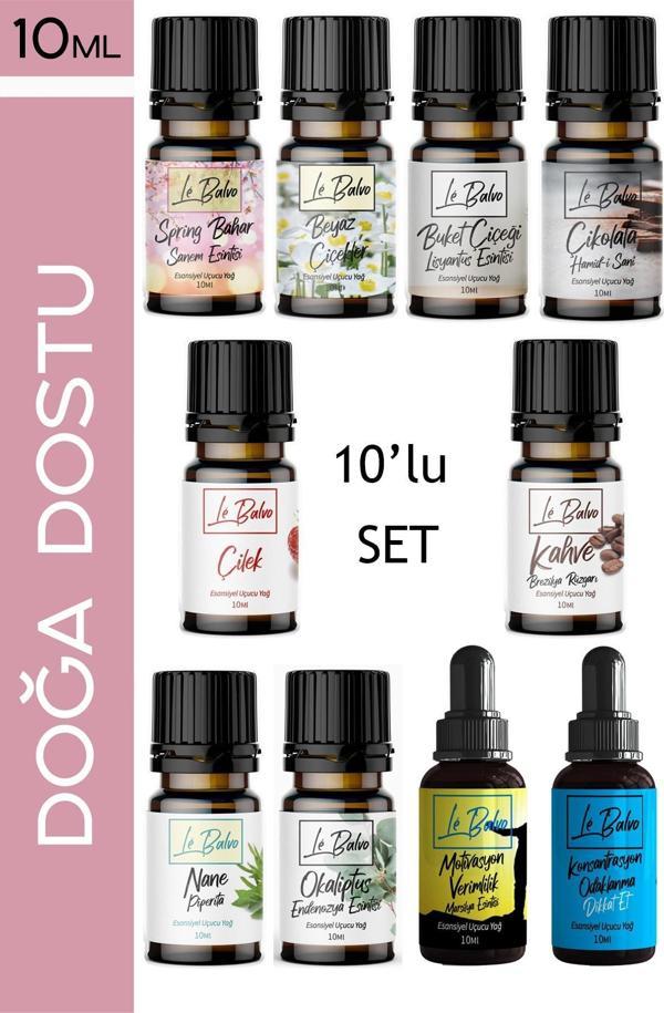 Le Balvo 10'lu Set Uçucu Yağ Buhurdanlık Esansı Oda Kokusu Esansiyel Yağ Oda Difüzörü Esansı Buhur Yağı 10ml - Image 1