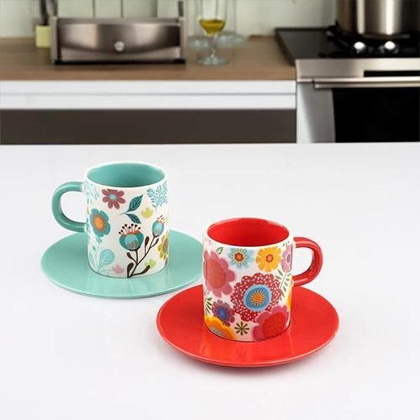 Kosova EKS03 Renkli Porselen Kahve Seti 2'li - Image 1