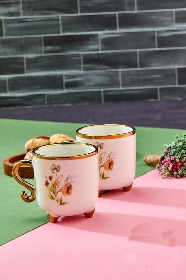 Cooker CKR3438 Gold Çiçekli Porselen Kupa 1 Adet - Image 1