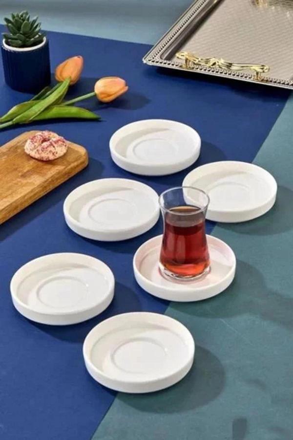 Cooker CKR4151 Beyaz Porselen Çay Tabağı 6'lı - Image 1
