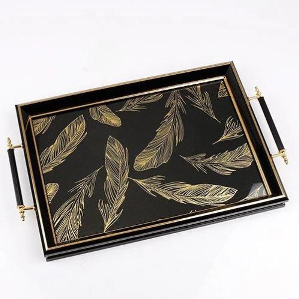 Kosova NAKSA.957 Desenli Siyah Tepsi 50x31 cm - Image 1