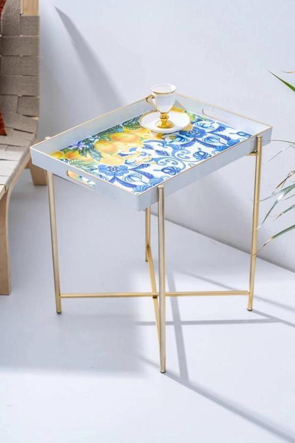 Acar FLK7981 Desenli Çıkarılabilir Tepsili Sehpa - Image 1