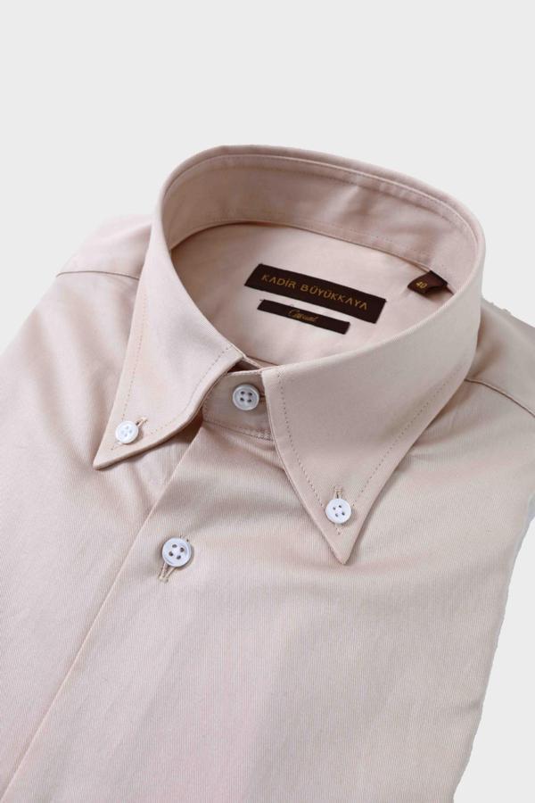 Yaka Düğmeli Modern Tasarım Pamuklu Erkek Gömlek-KAW4637S - Image 1