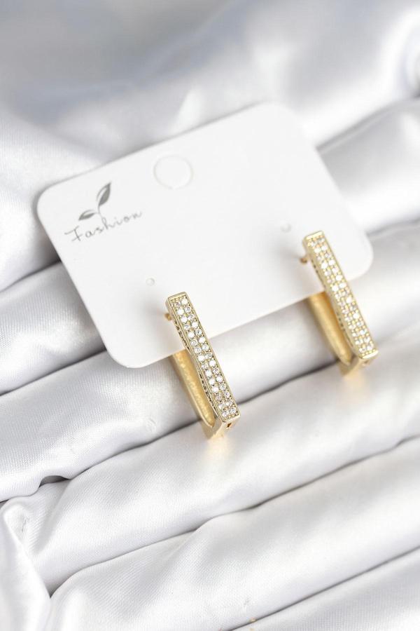 Zarif Kulaklar için Kare Zirkonlu Stil Kadın Küpe - Image 1