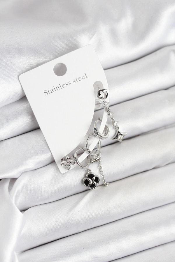 Pirinç Gümüş Renk Kadın Set Küpe - Image 1