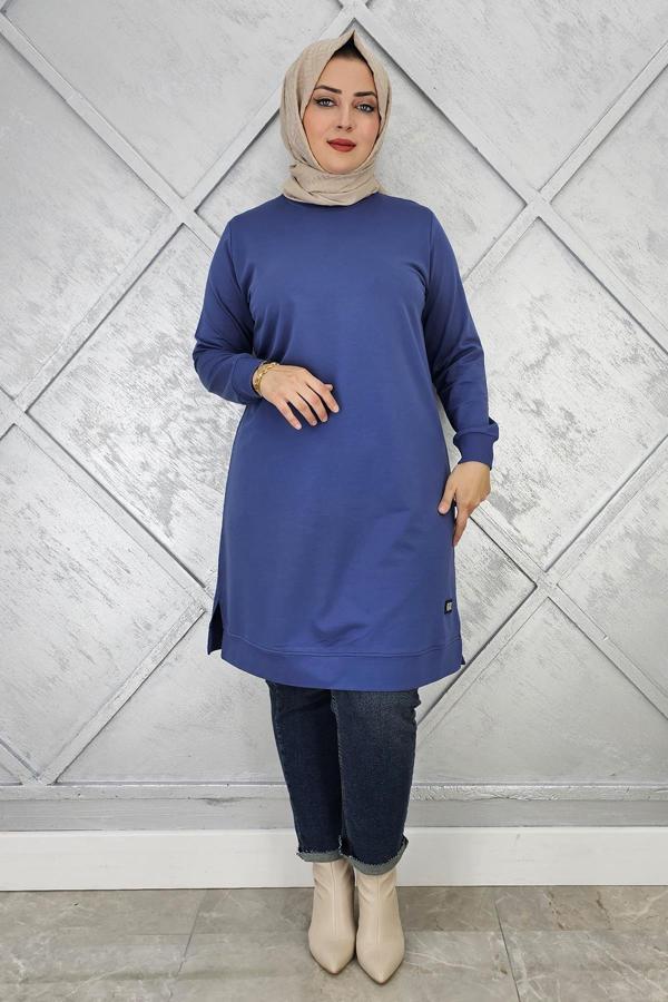 KADIN ETİKET DETAYLI TAKMA KOL TESETTÜR TUNİK - Image 1