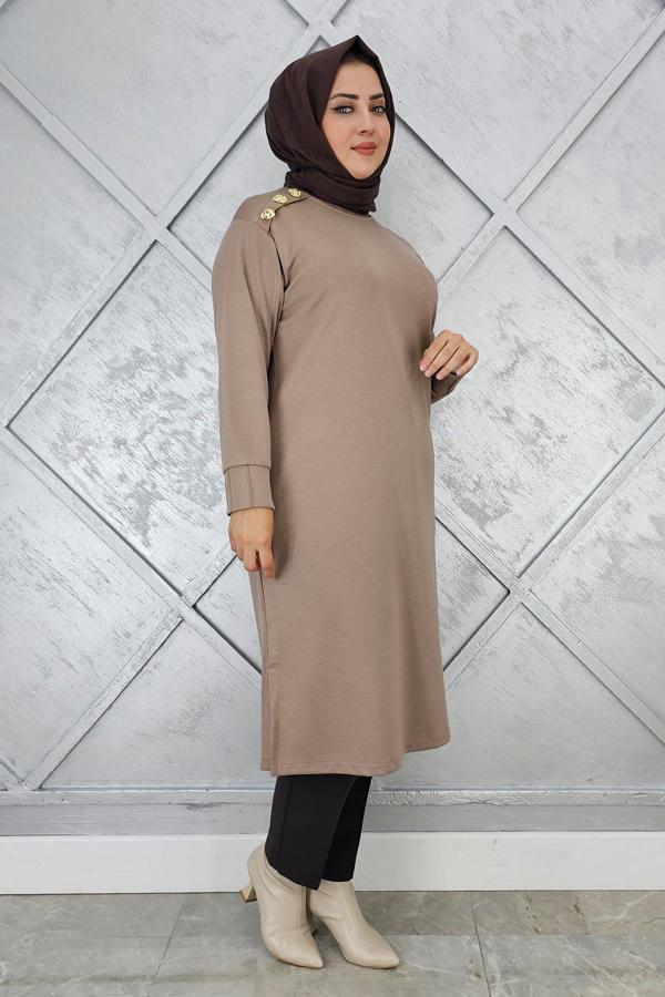 KADIN DÜĞME DETAYLI TESETTÜR TUNİK - Image 1