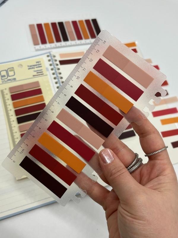 10 Renkli Cetvelli Sonbahar Kahverengi Tonları İndeks Sticker/İndex/Postit/Post-it/Kitap Ayracı/Not Kağıdı - Image 1