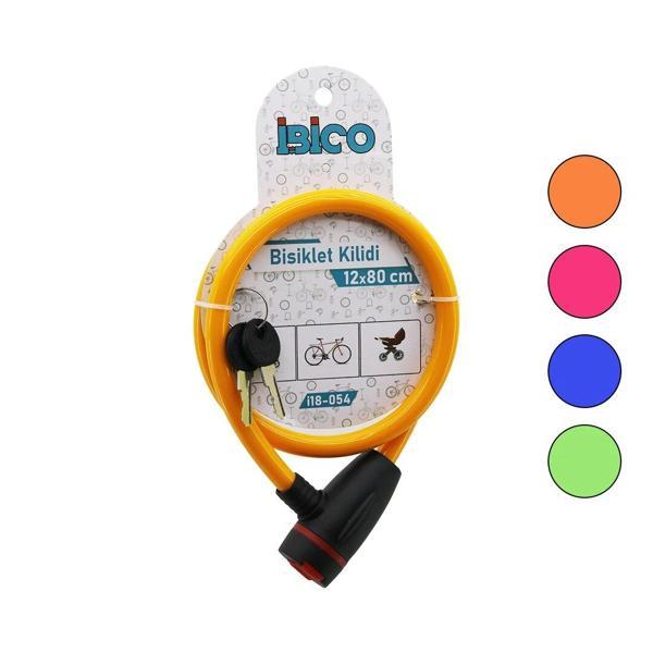 Anahtarlı Aç-kapa Kilit Kapaklı Plastik Kafa Bisiklet Kilit Çelik Tel Renkli Kılıf 12mmx80cm - Image 1