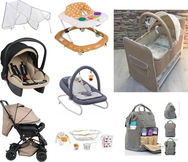 Almira Kids Bebek Çeyiz Seti 12 Parça Çift Yön Bebek Arabası Beşik Ana Kucağı Yürüteç Küvet Takımı - Image 1