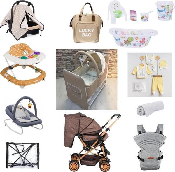 Almira Kids Lets Go Baby Bebek Seti 20 Parça Çift Yön Bebek Arabası Beşik Ana Kucağı Yürüteç Küvet Kanguru Puset - Image 1