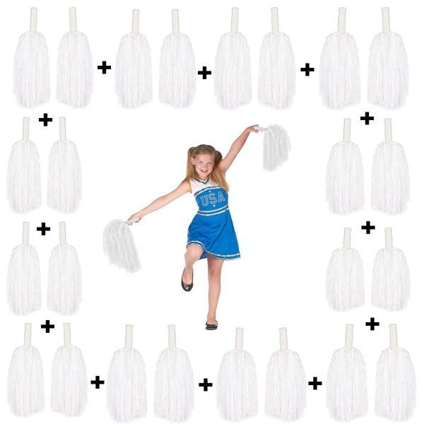 12 Çift ( 24 Adet ) Beyaz Renk 23 Nisan 19 Mayıs 29 Ekim Okul Gösteri Ponponları - Image 1