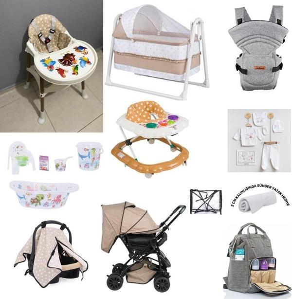 Let'S Go Baby 20 Parça Bebek Çeyiz Seti Düzkafa Ystığı Mama Sandalyesi Beşik Küvet Çiftyön Bebek Arabası - Image 1