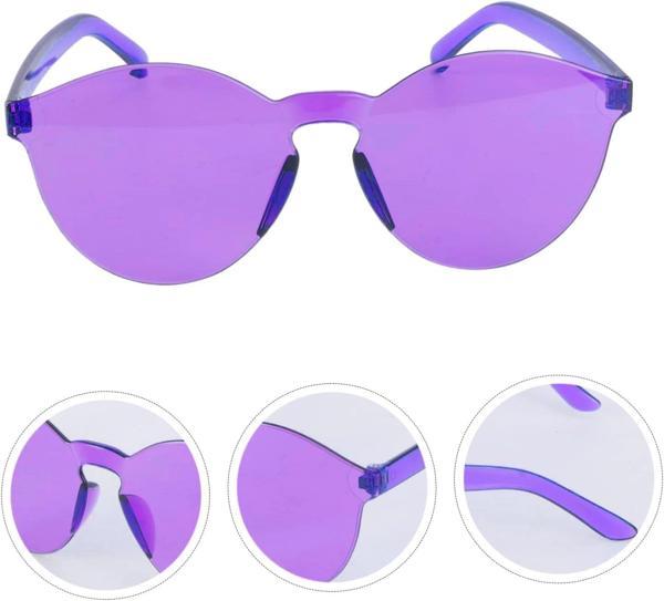 BFS Sert Mika Oval Şekilli Çerçevesiz Mor Gözlük Retro Parti 5x14 Cm - Image 1