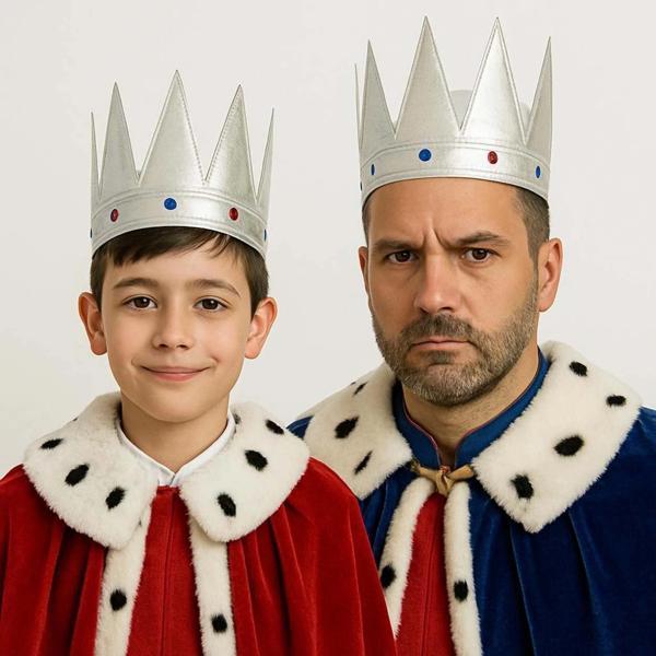 Gümüş Renk Eva Yumuşak Kral Kraliyet Tacı Yetişkin Çocuk Uyumlu 55 Cm - Image 1