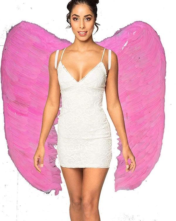 Mega Boy Pembe Renk Tüylü Melek Kanadı 100x85 Cm - Image 1