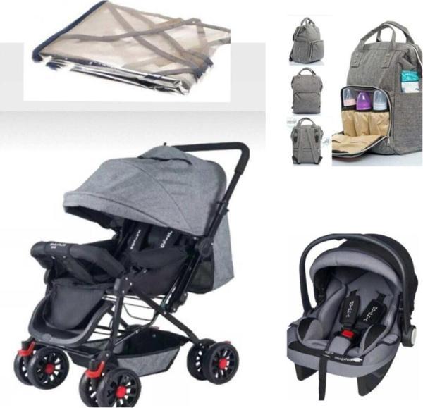 Let'S Go Baby Çiftyönlü Bebek Arabası Puset Anakucağı Yağmurluk Anne Bebek Çantası Set 4 Parça - Image 1