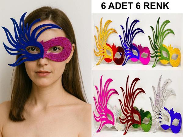 6&#39;lı Renkli Balo Maskesi Seti | Karton & Lastikli (yetişkin-çocuk Uyumlu) - Image 1