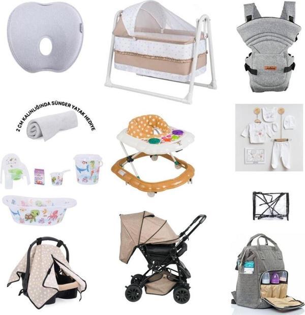 Let'S Go Baby 20Parça Bebek Çeyiz Seti Düz Kafa Yastığı Kanguru Beşik Küvet Çiftyön Bebek Arabası Puset - Image 1