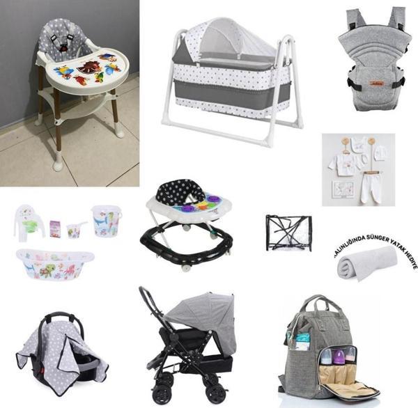 Let'S Go Baby Letsgobaby 20Parça Bebek Çeyiz Seti Düzkafa Ystığı Mama Sandalyesi Beşik Küvet Çiftyön Bebek Arabası - Image 1