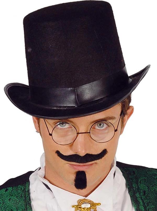 Yetişkinler İçin Siyah Renk Ringmaster Sihirbaz Şapkası Silindir Şapka - Image 1
