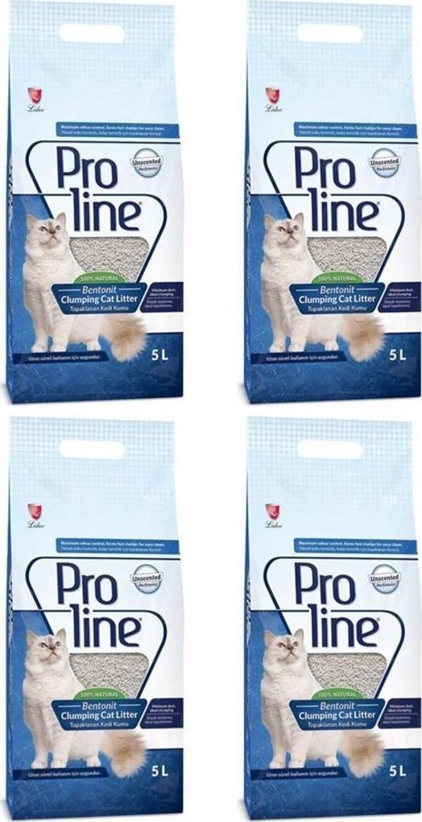 Proline Topak İnce Parfümsüz Bentonit Kedi Kumu 5lt 4 Adet - Image 1