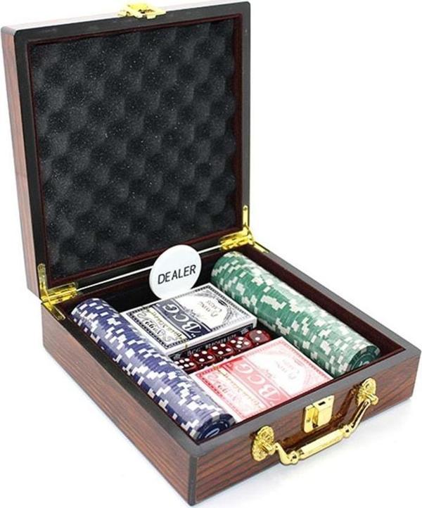 Ahşap Çantalı 100 Chipli Poker Oyunu - Image 1