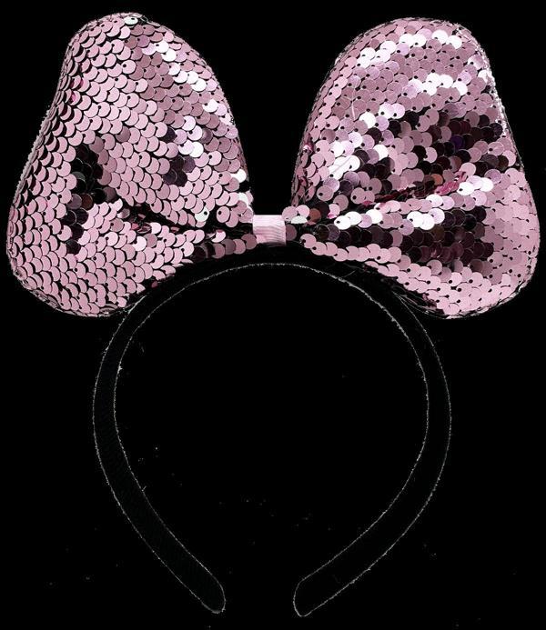 Renk Değiştiren Pullu Payetli Fiyonk Parti Tacı Pembe Gümüş Renk 20x16 Cm - Image 1