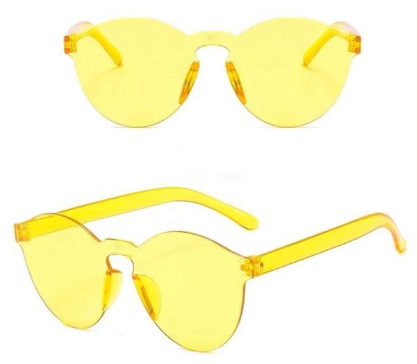 BFS Sert Mika Oval Şekilli Çerçevesiz Sarı Gözlük Retro Parti 5x14 Cm - Image 1