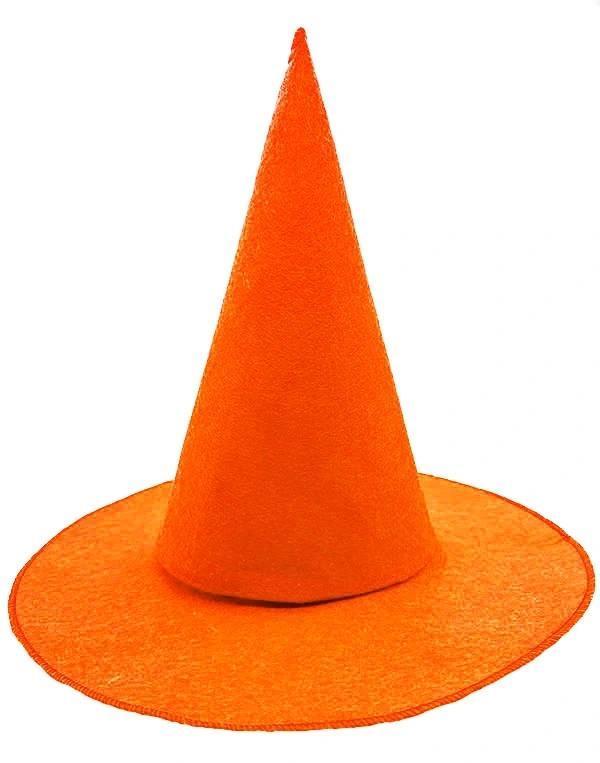 Turuncu Renk Keçe Cadı Şapkası Yetişkin Çocuk Uyumlu 35x38 Cm - Image 1