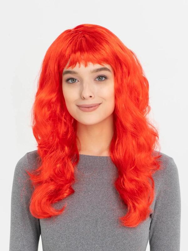 Kırmızı Renk Uzun Dalgalı Parti Peruğu - Image 1
