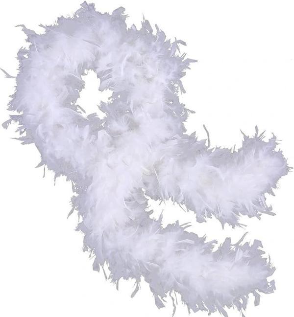 Beyaz Renk Kabarık Kalın Otriş Boa Tüy 6 Cm Genişlik 180-200 Cm Uzunluk - Image 1