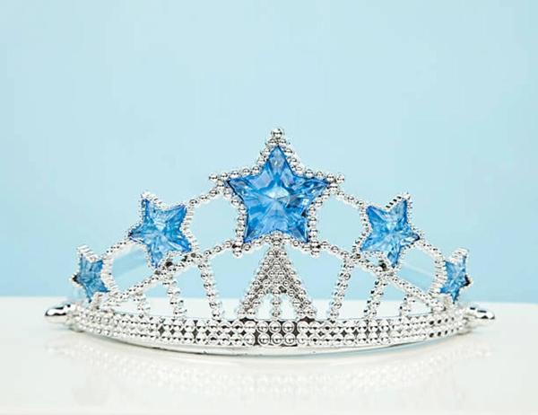 Mavi Yıldız Taşlı Plastik Kraliçe Prenses Elsa Tacı Çocuk Boy - Image 1