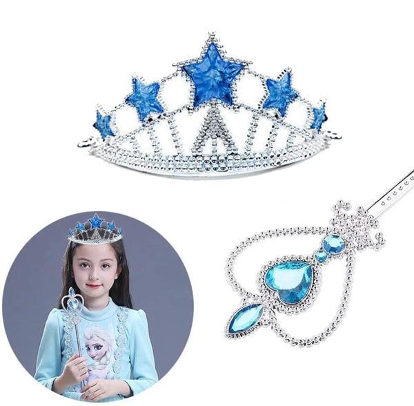 Karlar Ülkesi Elsa Yıldız Mavi Taç Ve Elsa Asa Seti 2 Parça - Image 1