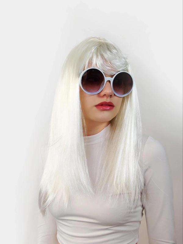 Beyaz Renk Uzun Düz Parti Peruğu - Image 1