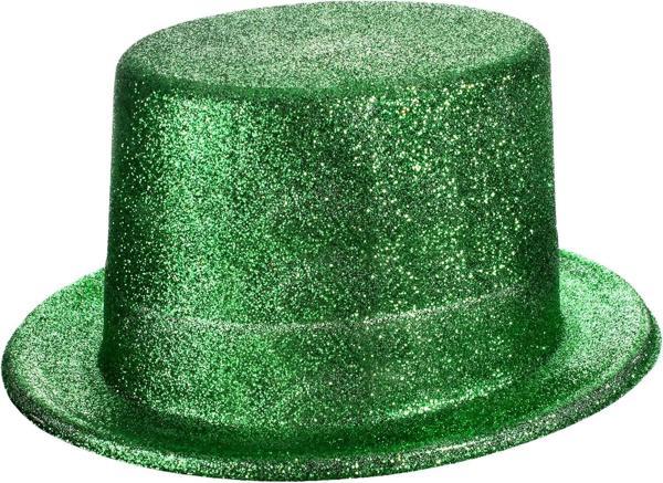 Yeşil Renk Parıltılı Simli Fötr Silindir Parti Şapkası - Image 1