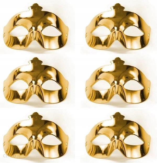 Altın Metalize Renk Düz Balo Parti Maskesi 6 Adet - Image 1