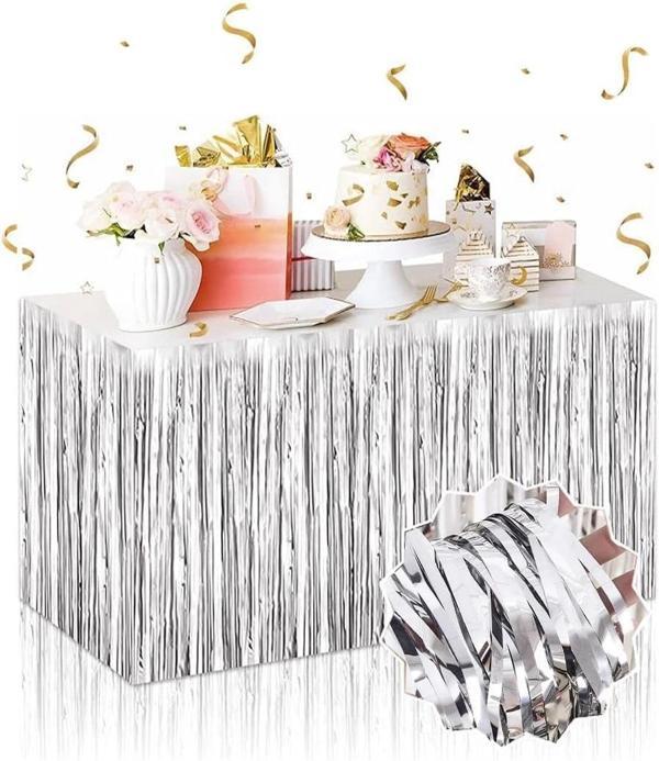 Gümüş Metalize Masa Eteği 275x75 Cm – Kendinden Yapışkanlı - Image 1